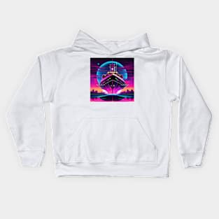 Synthwave ship Kids Hoodie